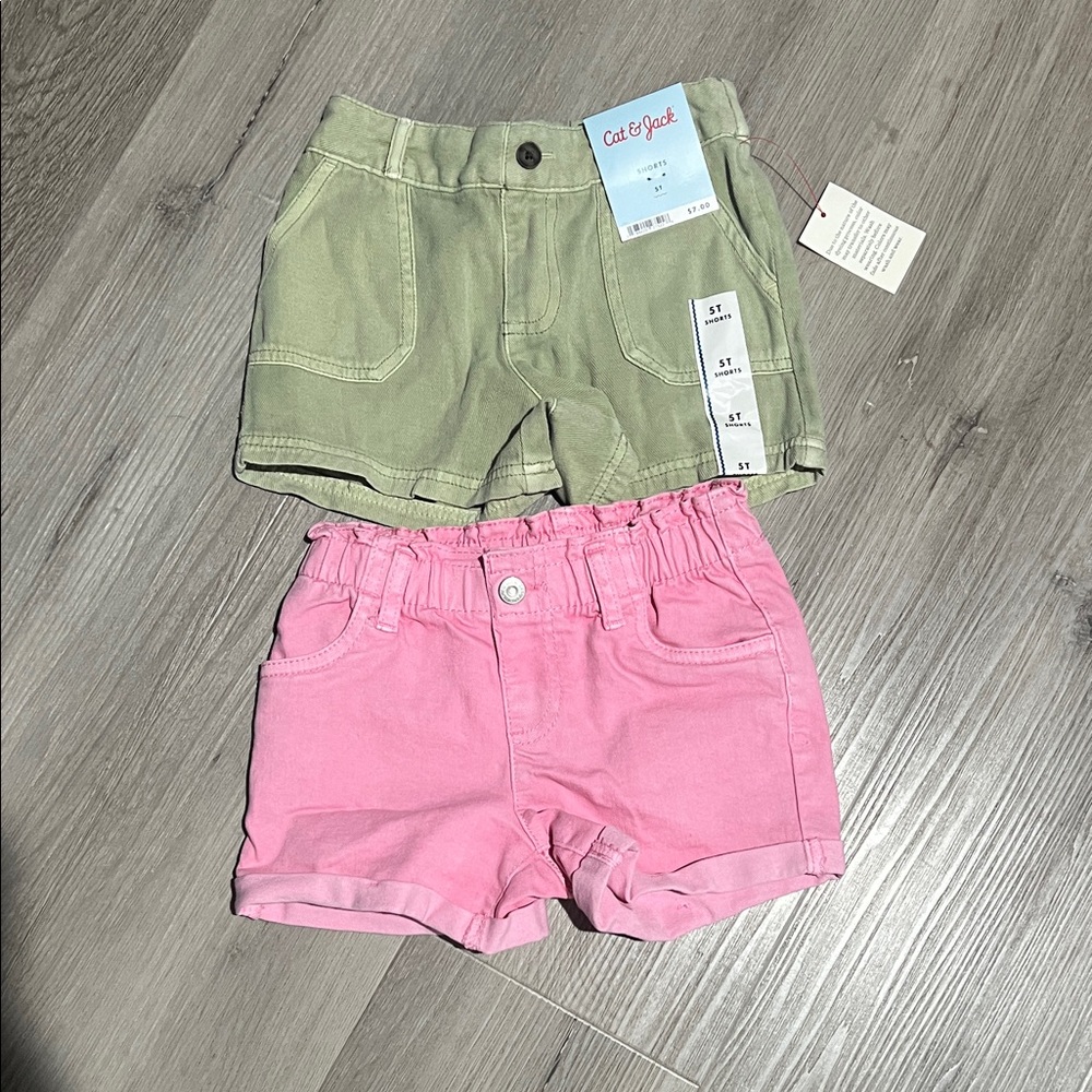 Cat & Jack Kids' Green and Pink Shorts Set